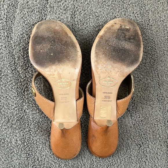 Prada Leather Studded Accents T-Strap Sandals Women's Size: 38.5/8.5 - Picture 8 of 9